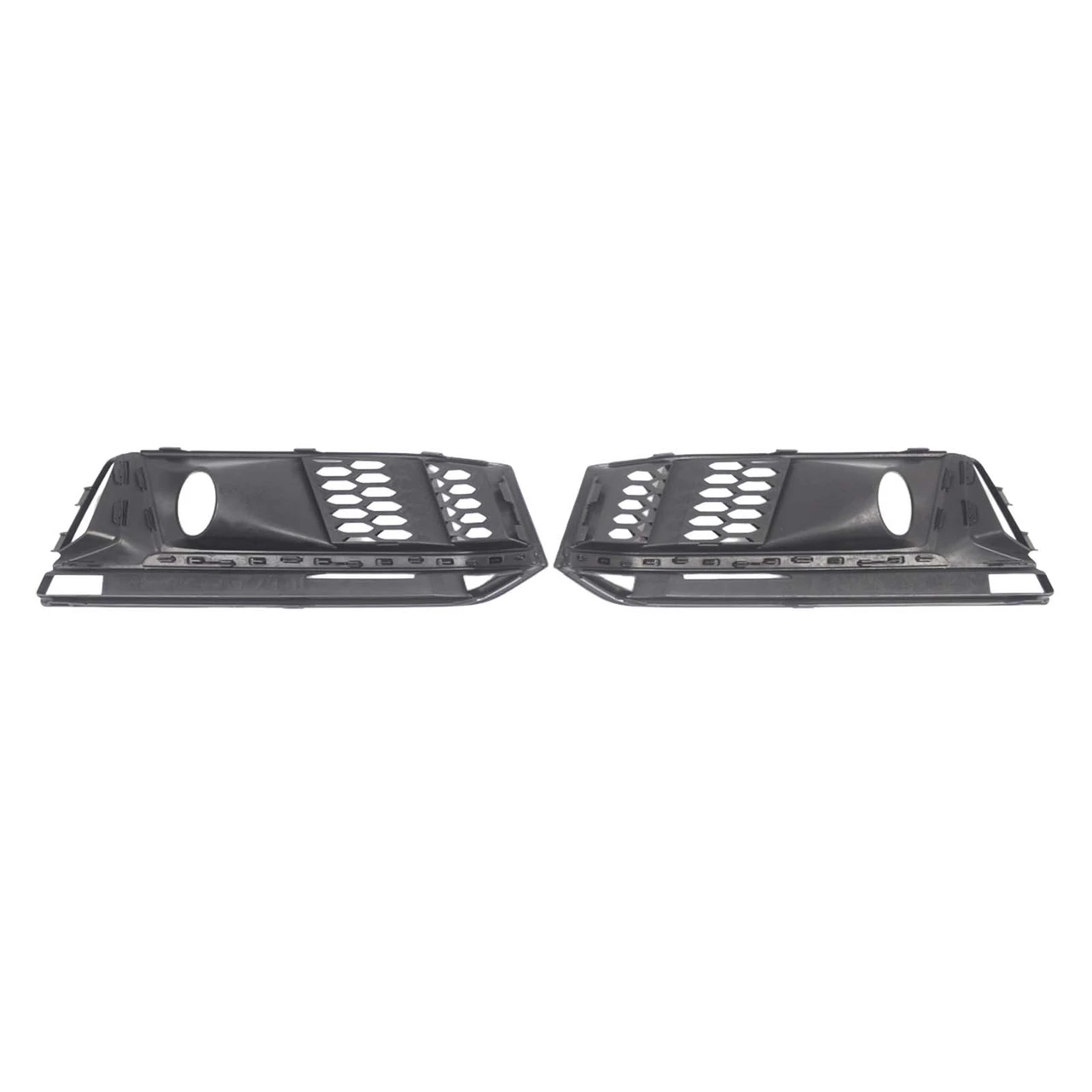 2PCS Black Front Bumper Foglight Grill Grille Fit Audi A4 B9 S4 2016-2019