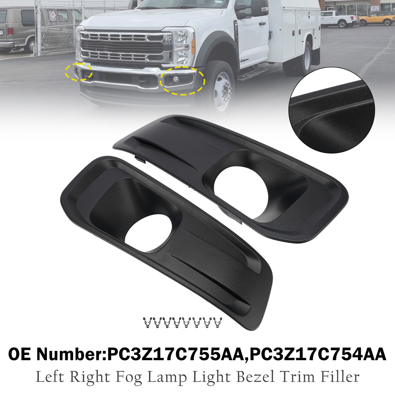 Left Right Fog Lamp Light Bezel Trim Filler For Ford F250/350/450/550 2023-2025