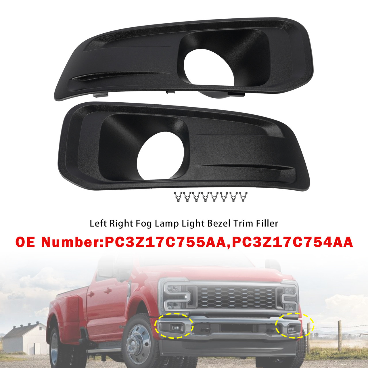Left Right Fog Lamp Light Bezel Trim Filler For Ford F250/350/450/550 2023-2025
