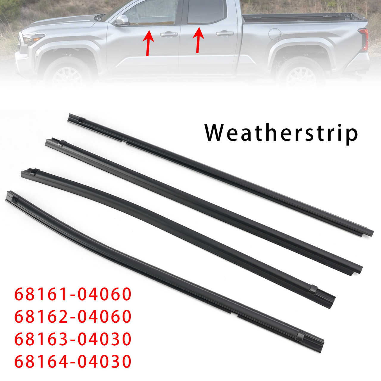 4PCS Door Weatherstrips 68161-04060 For Toyota Tacoma 2016-2023