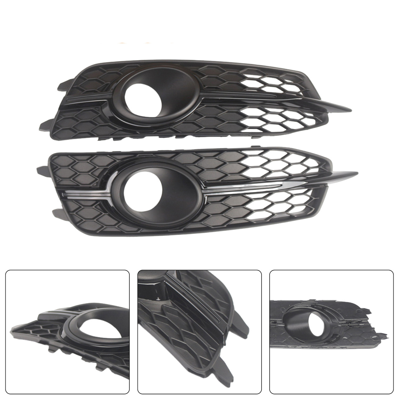 2X Car Front Bumper Fog Light Grilles For Audi A6 C7 S-Line 2012-2014