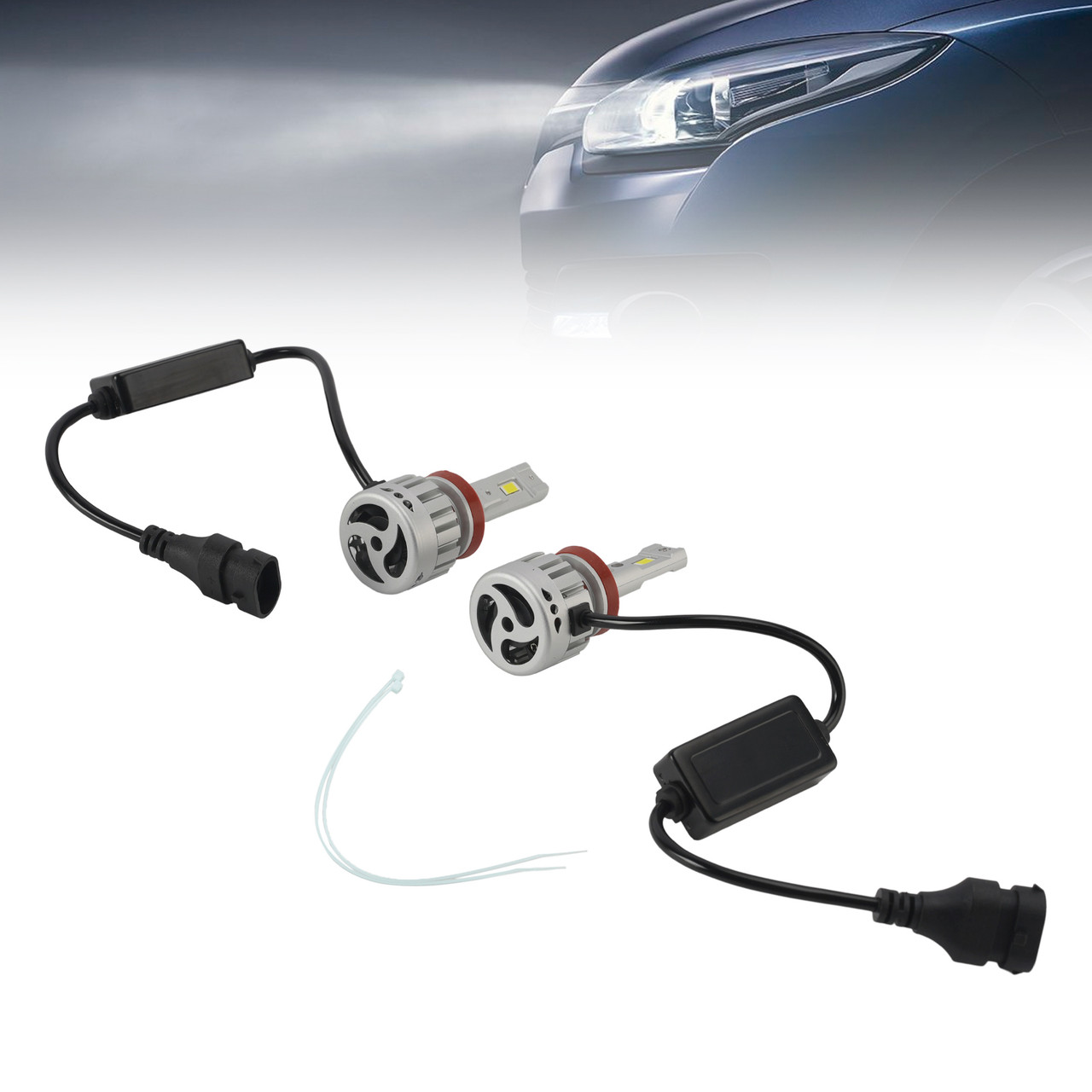 LED Headlight Bulb Kit High Low Beam H8 H9 H11 12V 55W 6500K 4000LM For HELLA