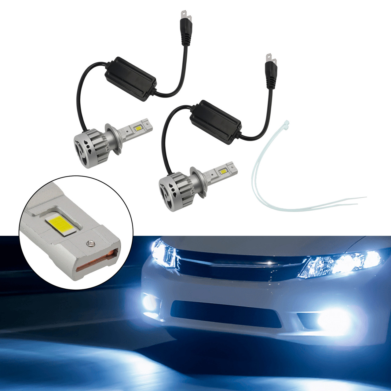 LED Headlight Bulb Kit High Low Beam Lamp H7 12V 55W 6500K 4000LM For HELLA
