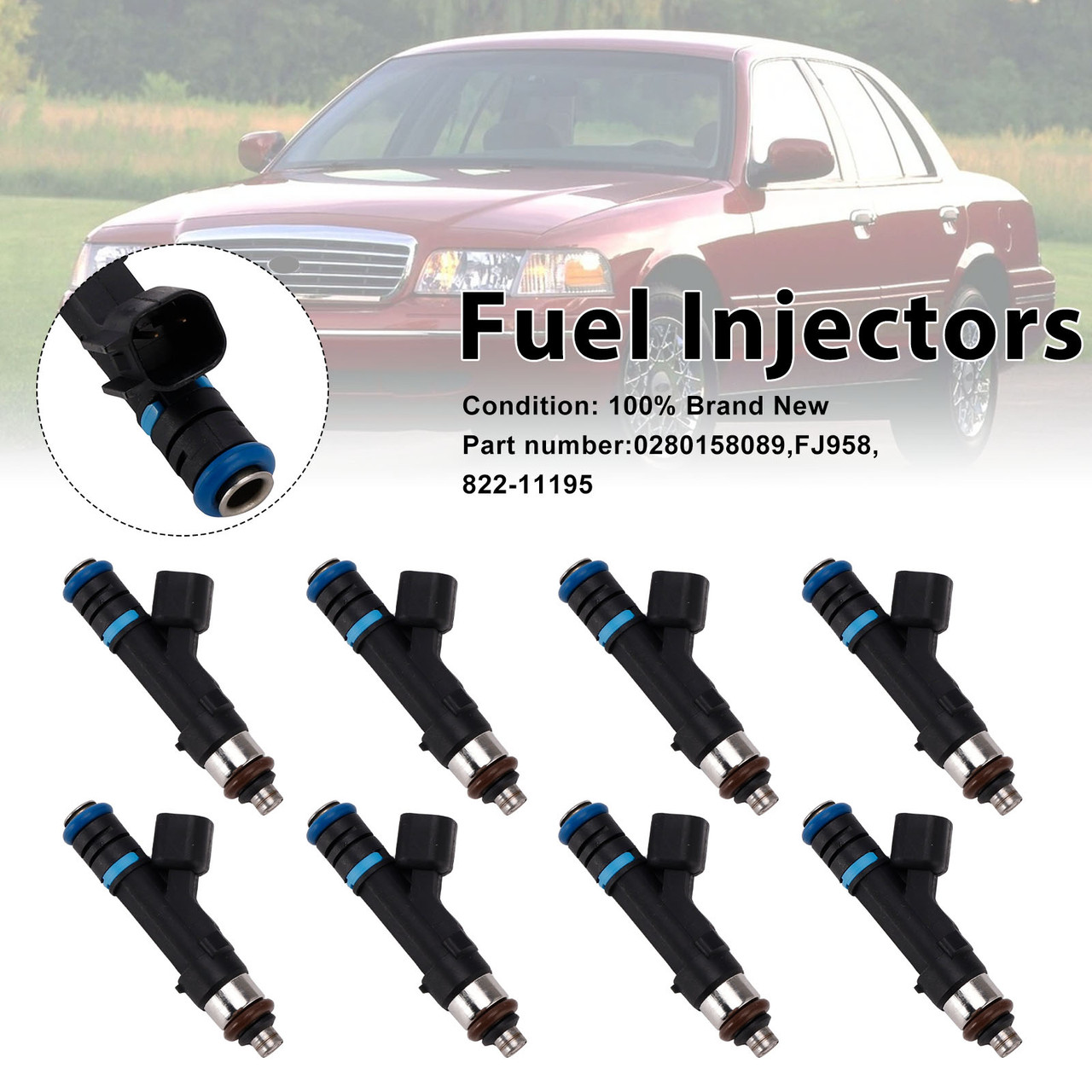8PC 822-11195 Fuel Injectors 0280158089 For Mercury Grand Marquis Ford Lincoln