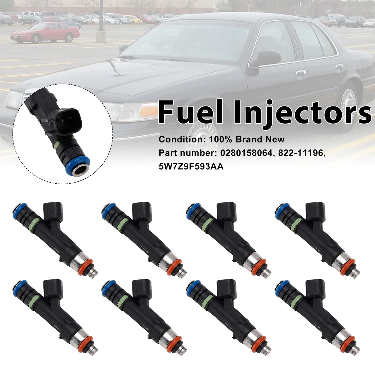 8PC 5W7Z9F593AA Fuel Injectors 0280158064 For Mercury Grand Marquis Ford