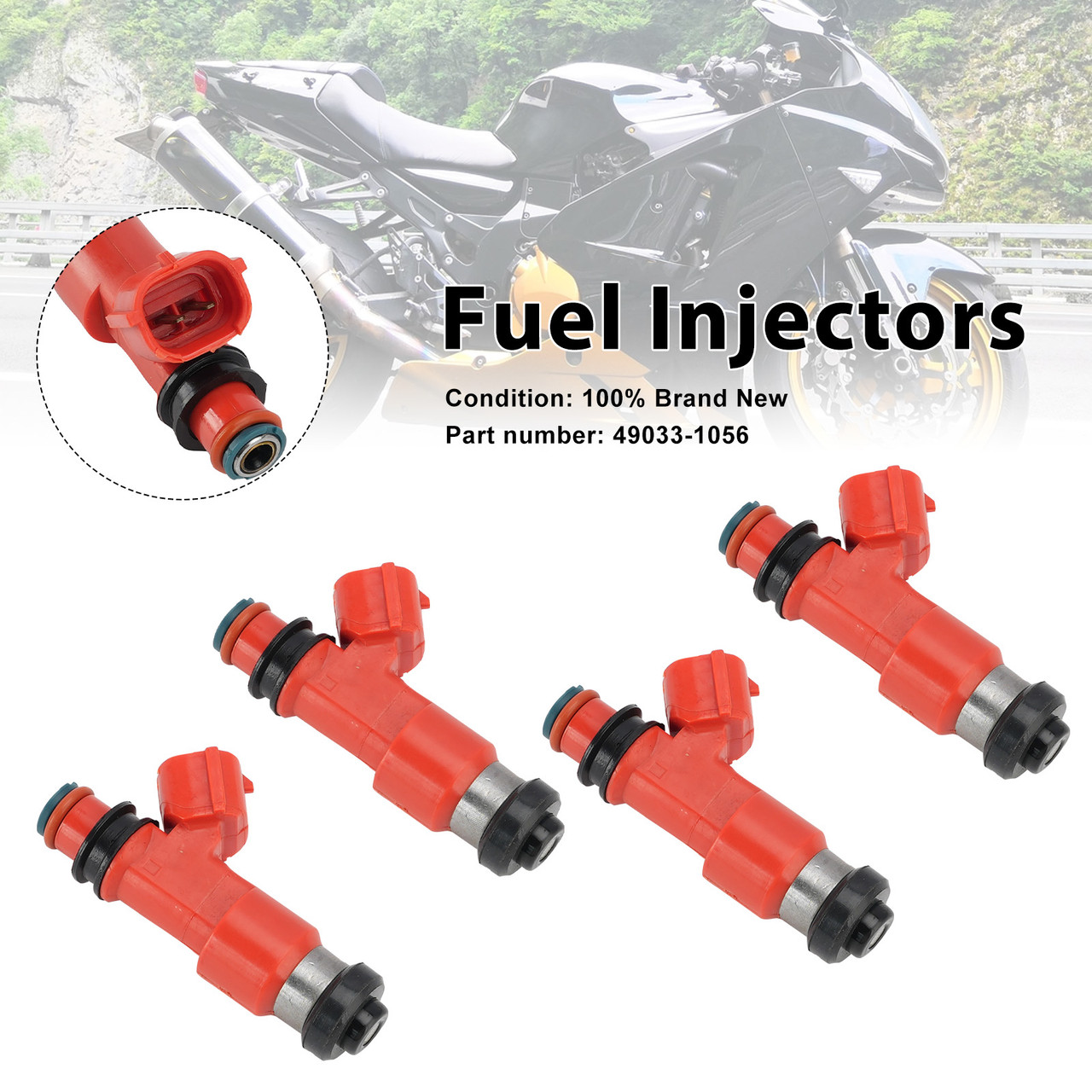 4PC Fuel Injectors 49033-1056 For Kawasaki Ninja ZX12R ZX1200 2002-2003