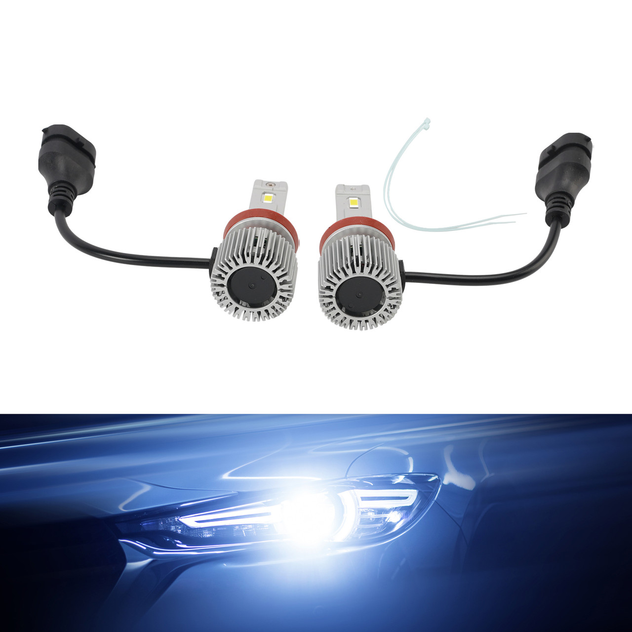 LED Headlight Bulb Kit Hi/Low Beam H8/H9/H11 12V 35W 6500K 2500LM For HELLA