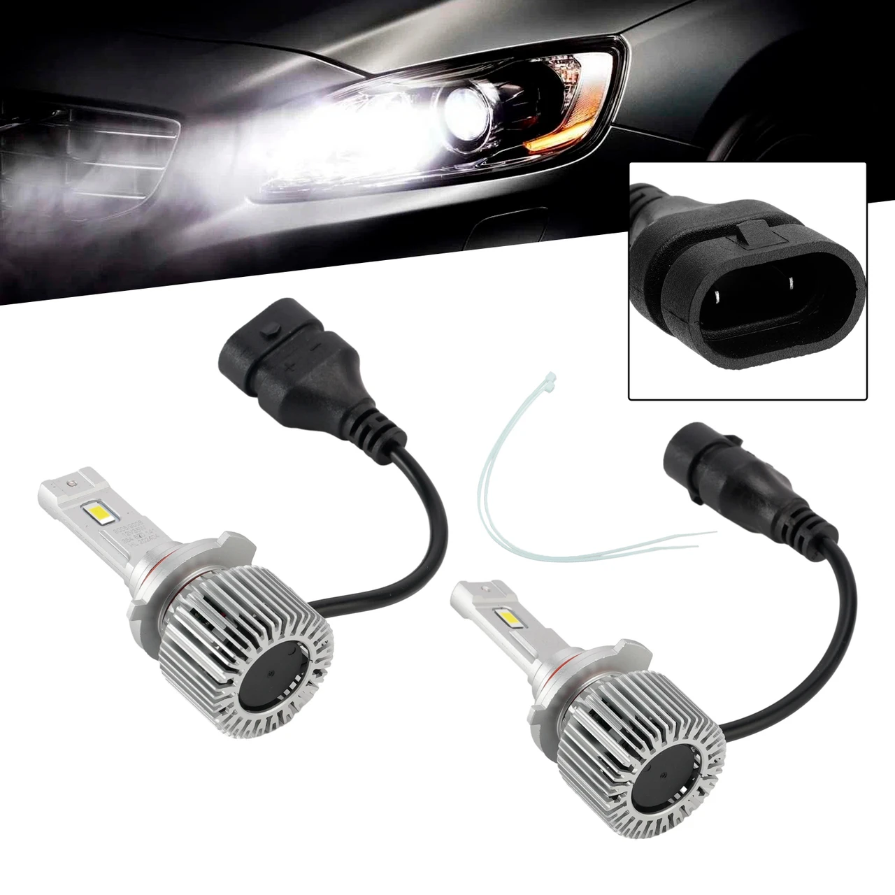 LED Headlight Bulb Kit Hi/Low Beam HIR2 9012 12V 35W 6500K 2500LM For HELLA