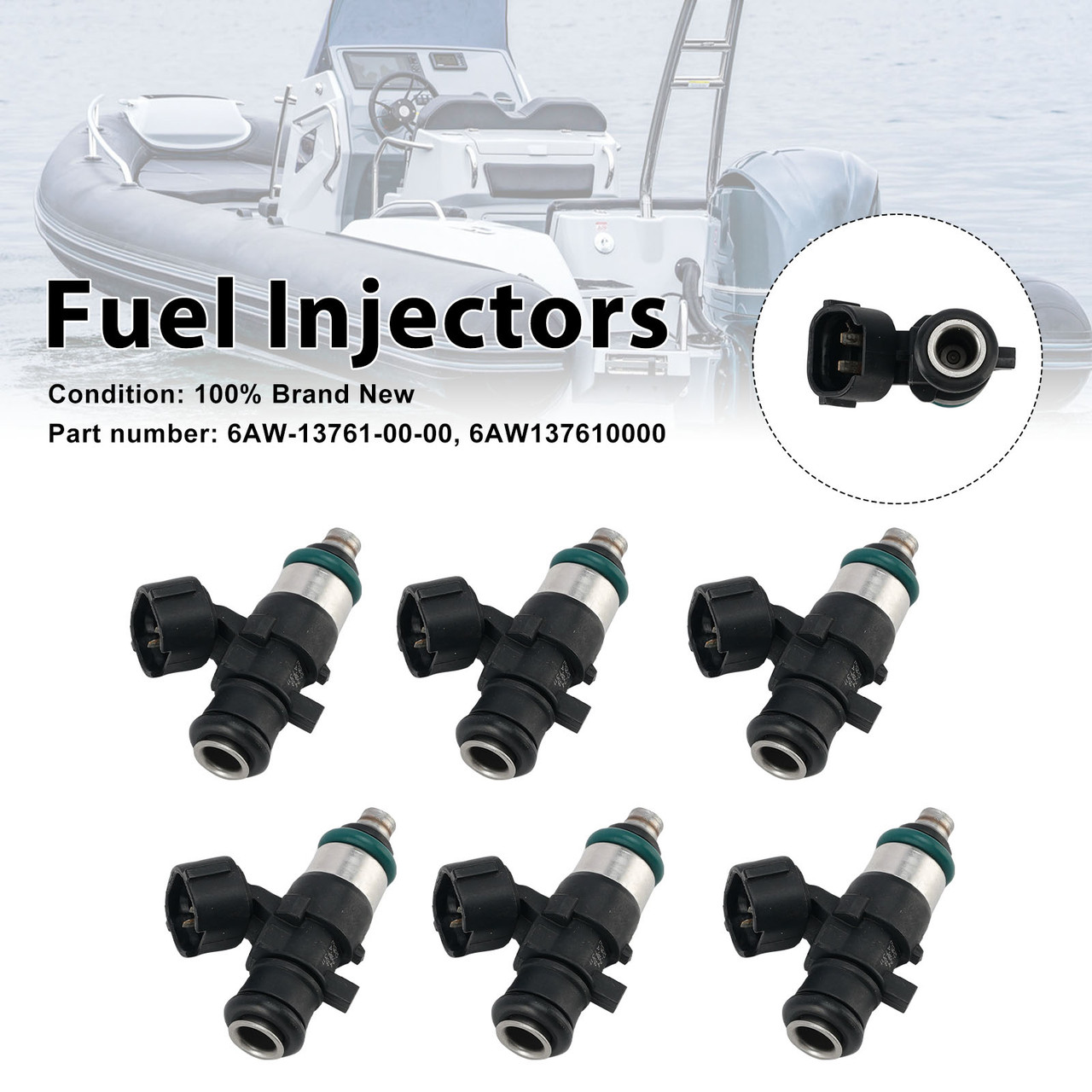 6PC Fuel Injectors 6AW-13761-00-00 For Yamaha Outboard 225/250/300/350HP