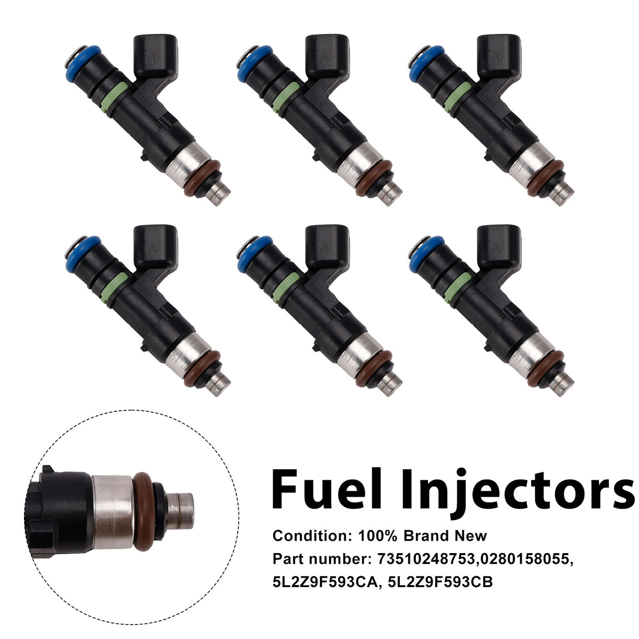 6PC 0280158055 Fuel Injectors 5L2Z9F593CA For Mercury Mountaineer Ford Explorer