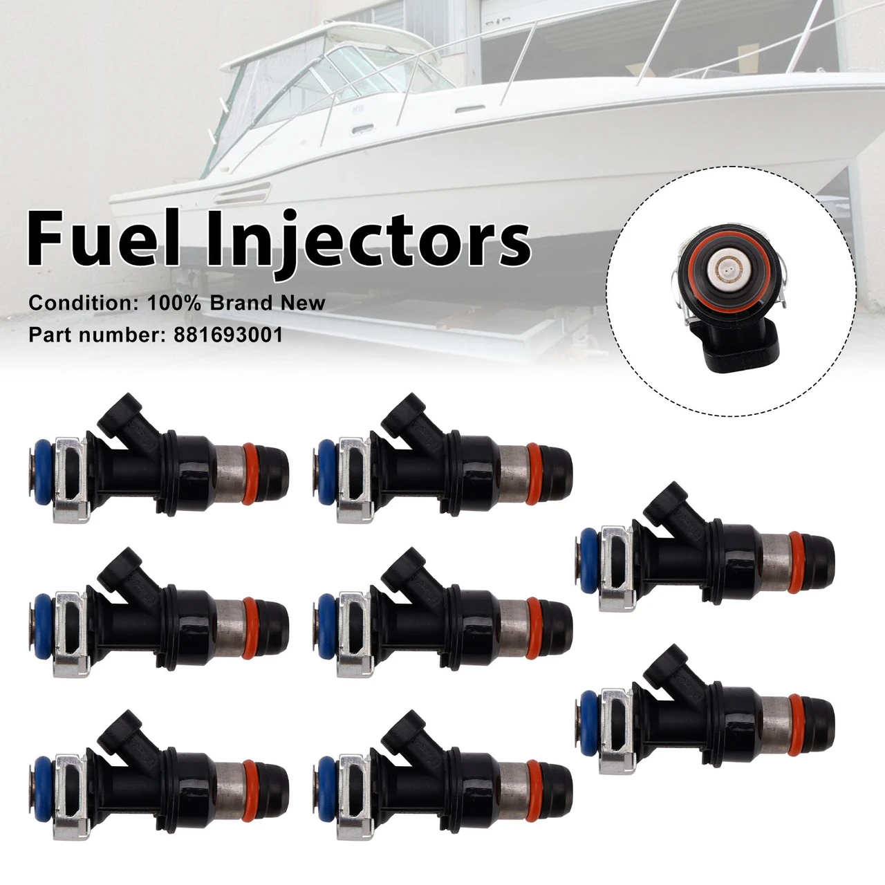 8PC 881693001 Fuel Injectors For MERCRUISER 8.1L 496 CID V8 GM Engines