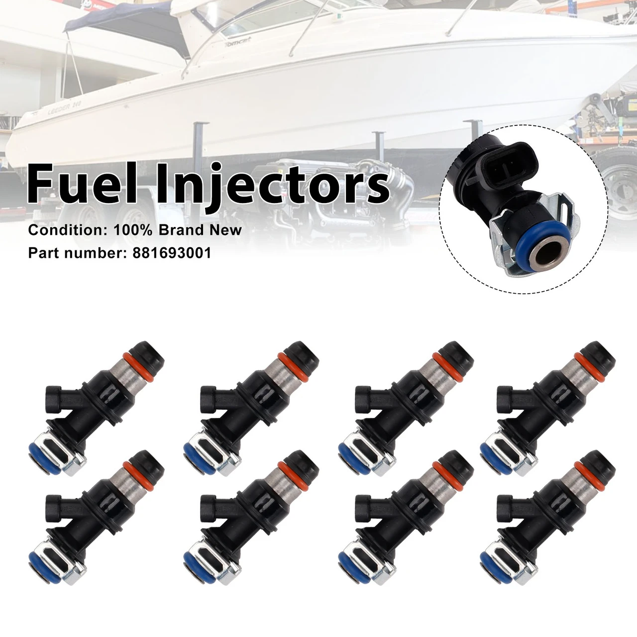 8PC 881693001 Fuel Injectors For MERCRUISER 8.1L 496 CID V8 GM Engines