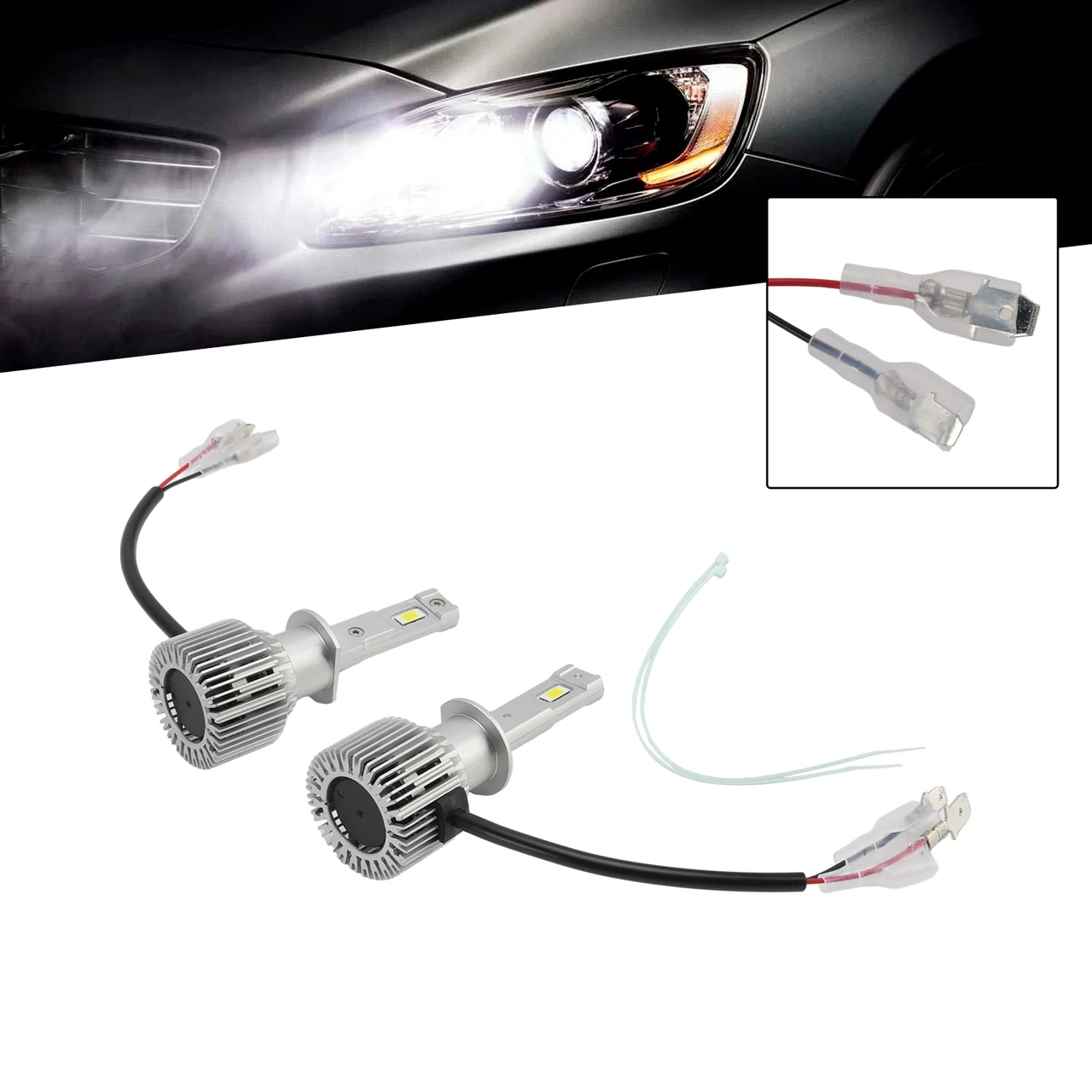 LED Headlight Bulb Kit High Low Beam Lamp H1 12V 35W 6500K 2500LM For HELLA