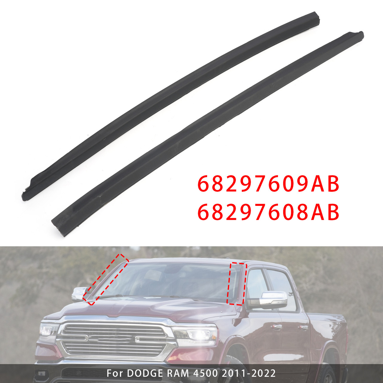 Front Left+Right Windshield Molding For Ram 1500 2500 3500 4500 2009-2022