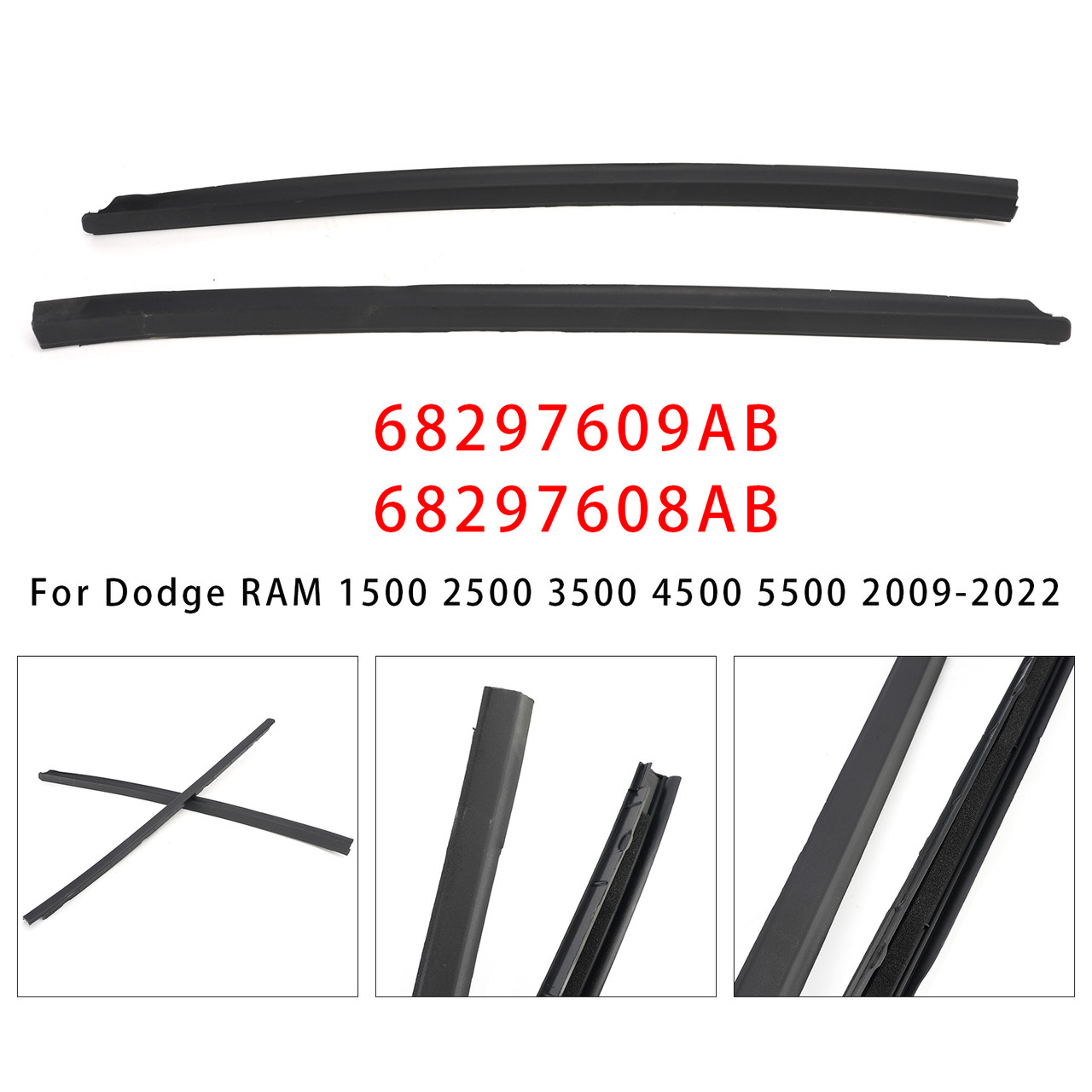 Front Left+Right Windshield Molding For Ram 1500 2500 3500 4500 2009-2022