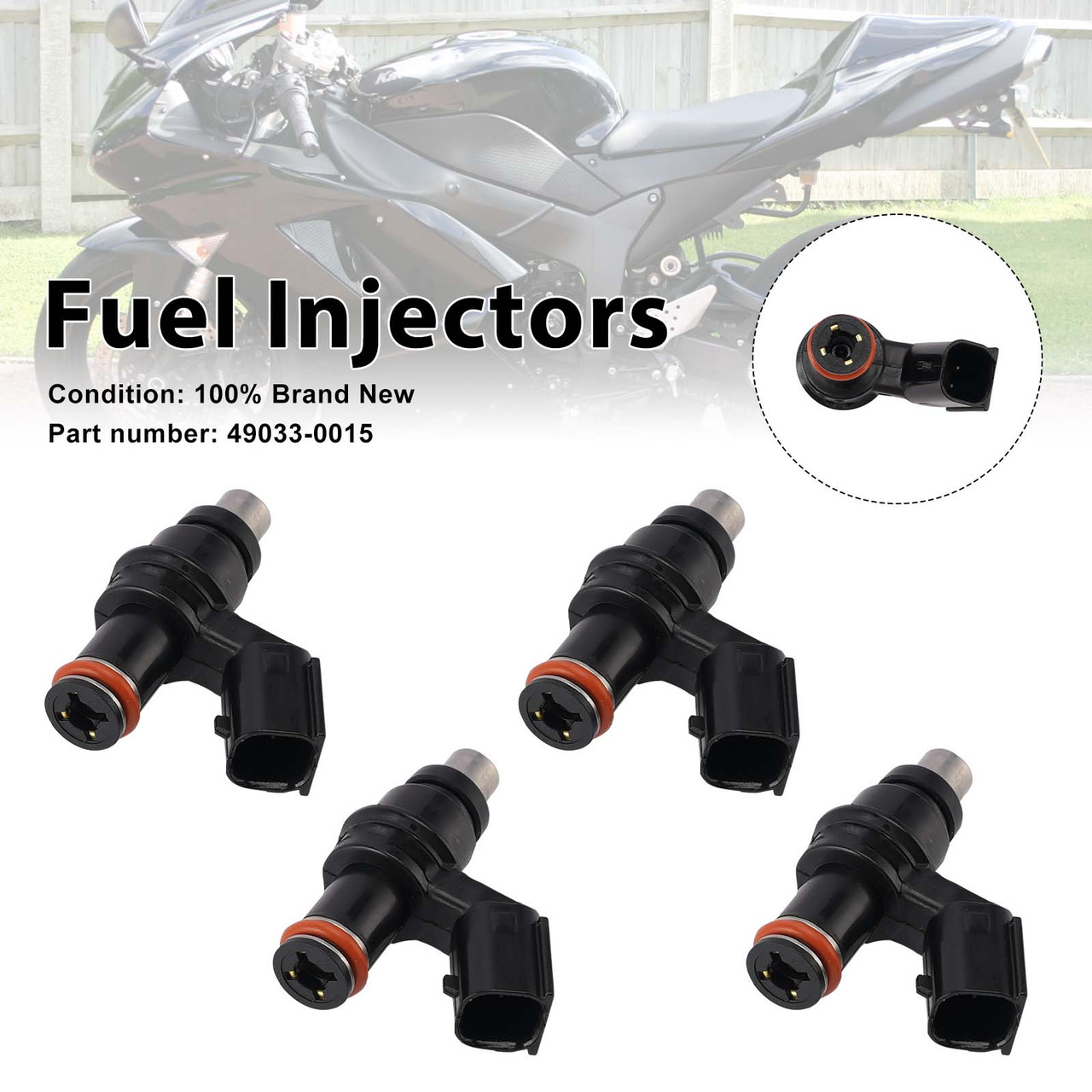 4PC Fuel Injectors 49033-0015  For Kawasaki Ninja ZX6R ZX600R ZX600P 07-12
