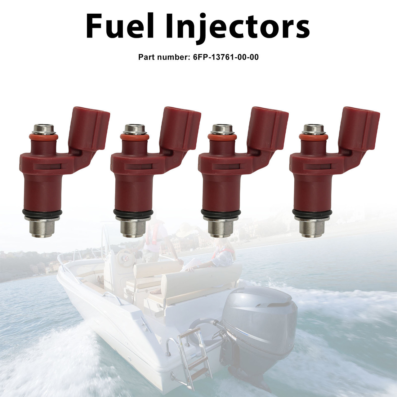 4PC Fuel Injectors 6FP-13761-00-00 For Yamaha Outboard 75HP 90HP