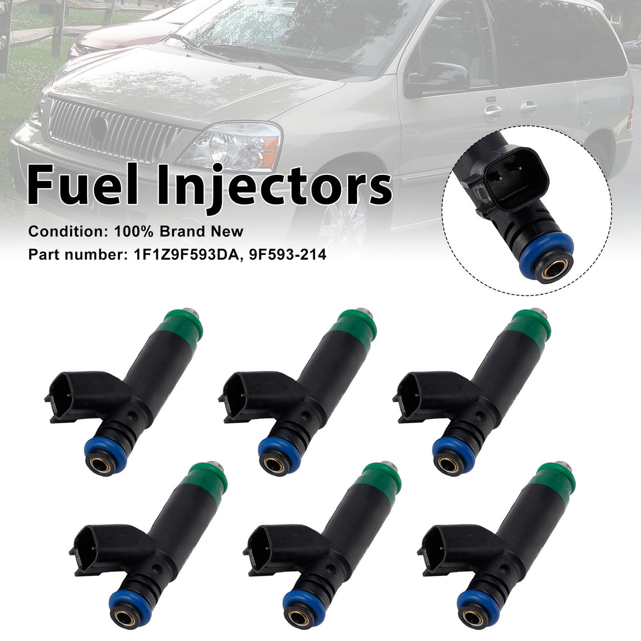 6PC 1F1Z9F593DA Fuel Injectors 9F593-214 For Mercury Monterey Ford Freestar