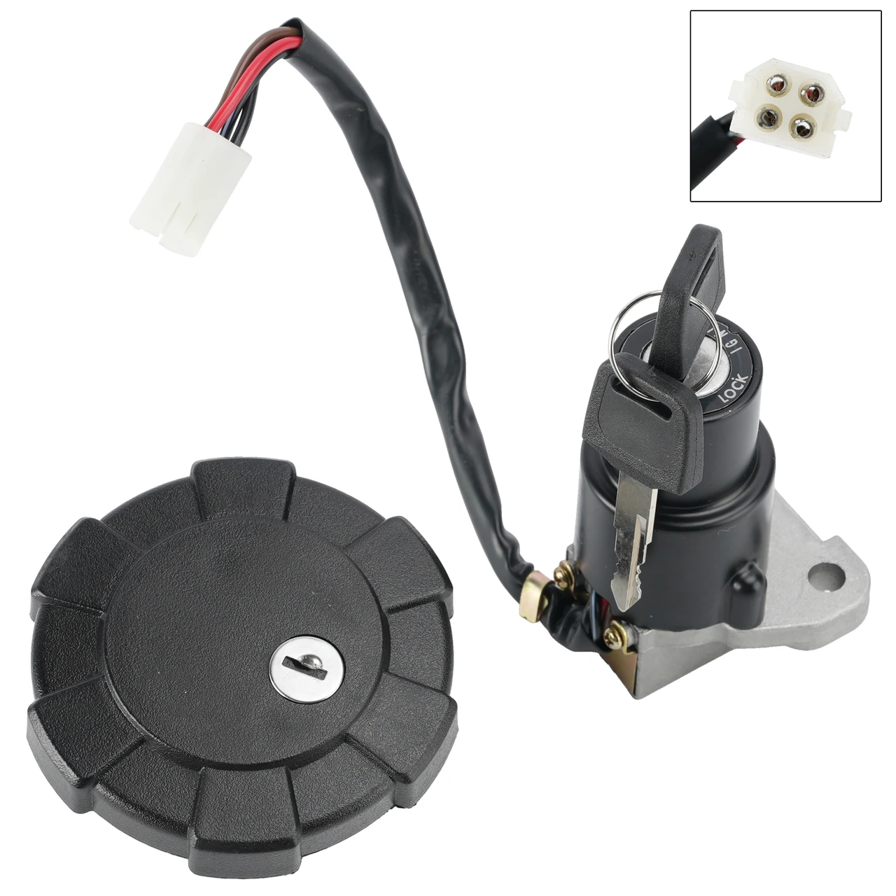 4-Wire Ignition Switch Fuel Cap Lock Set For Yamaha XT250 XT350 1985-1986