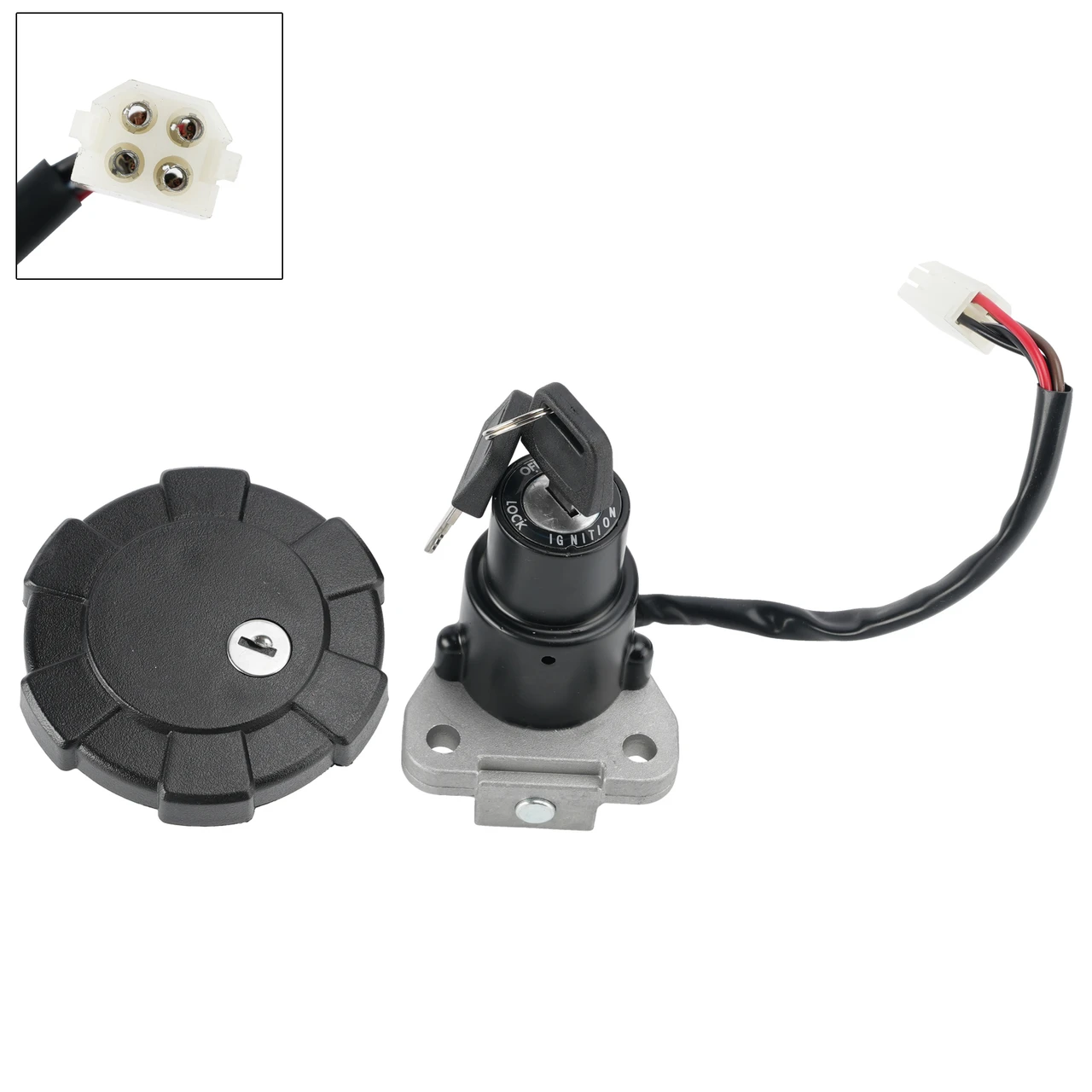 4-Wire Ignition Switch Fuel Cap Lock Set For Yamaha XT250 XT350 1985-1986