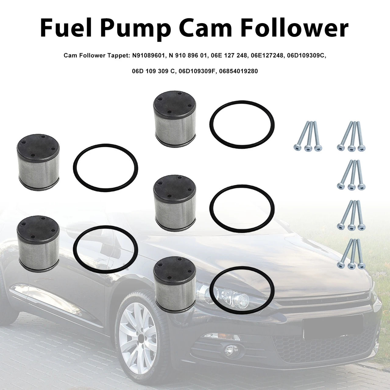 5PCS Fuel Pump Cam Follower Tappet Seal + O-Ring Fit Audi TT 2.0 Fit Seat