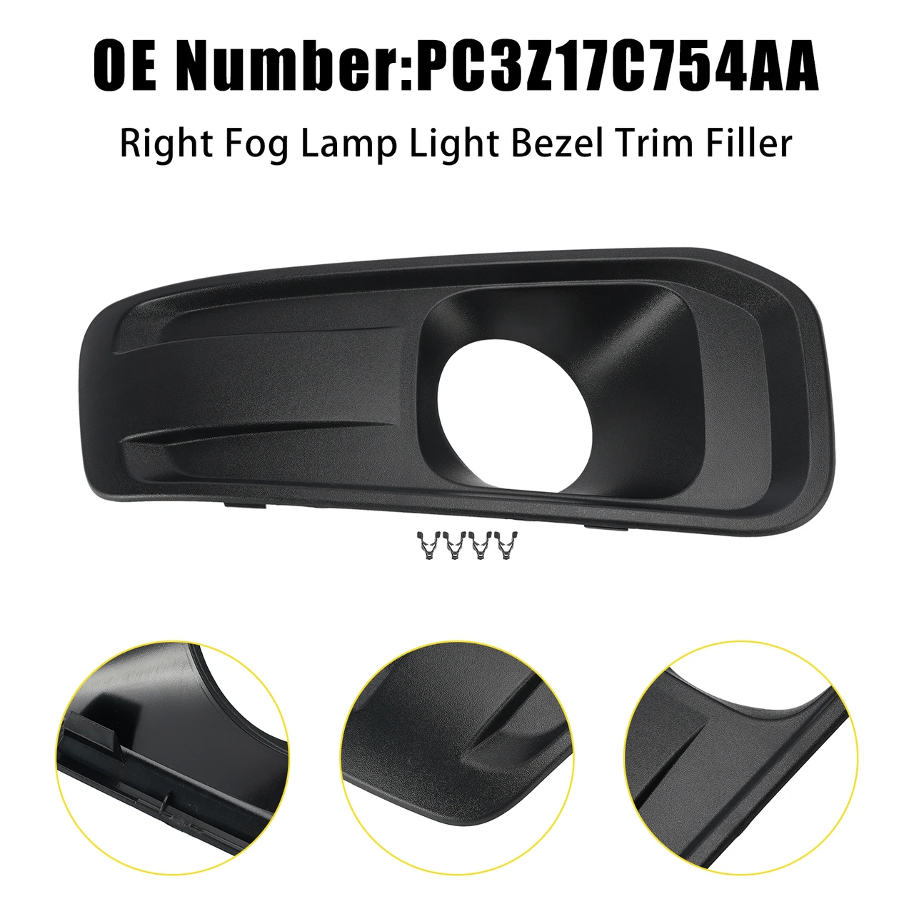 Right Fog Lamp Light Bezel PC3Z17C754AA For Ford F250/350/450/550 2023-2025