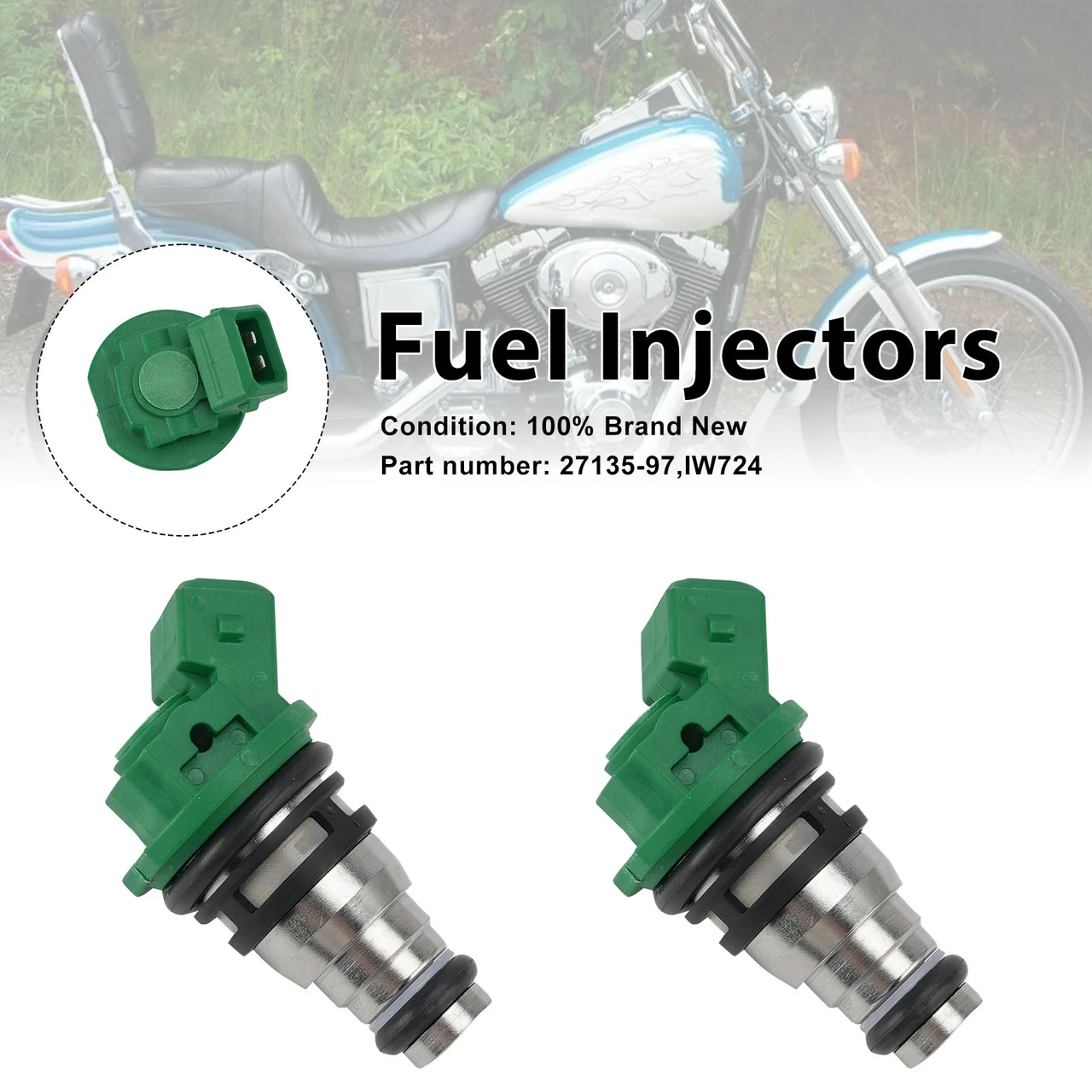 2PC IW724 Fuel Injectors 27135-97 For Dyna Bad Boy 1200 Sportster Road King