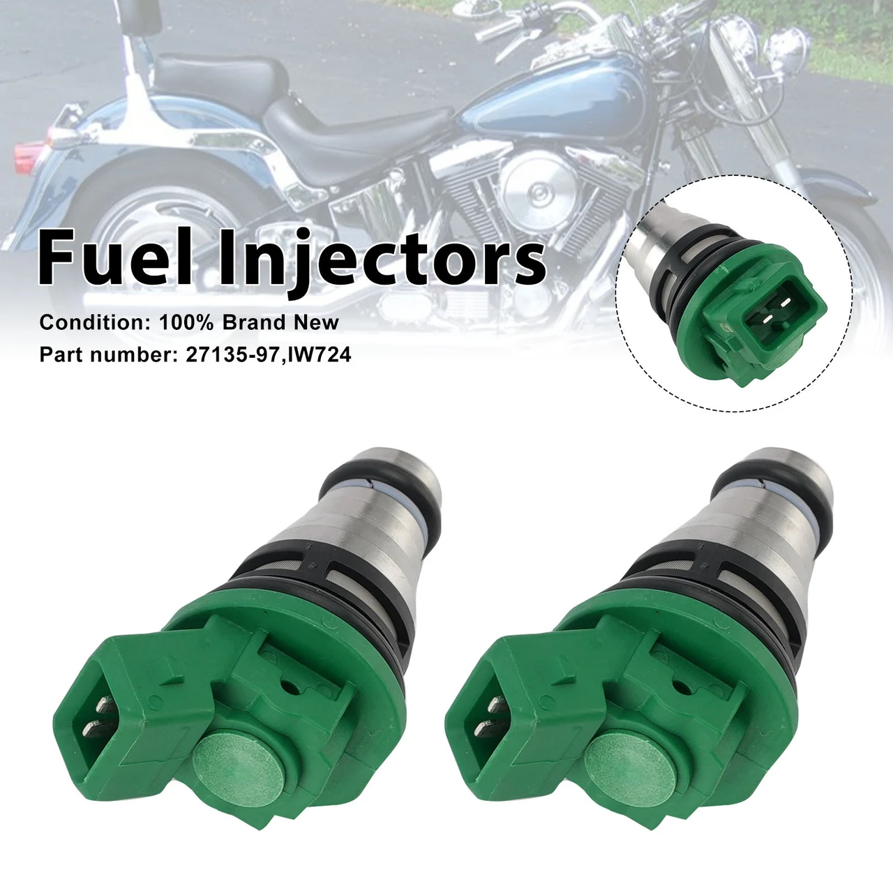 2PC IW724 Fuel Injectors 27135-97 For Dyna Bad Boy 1200 Sportster Road King