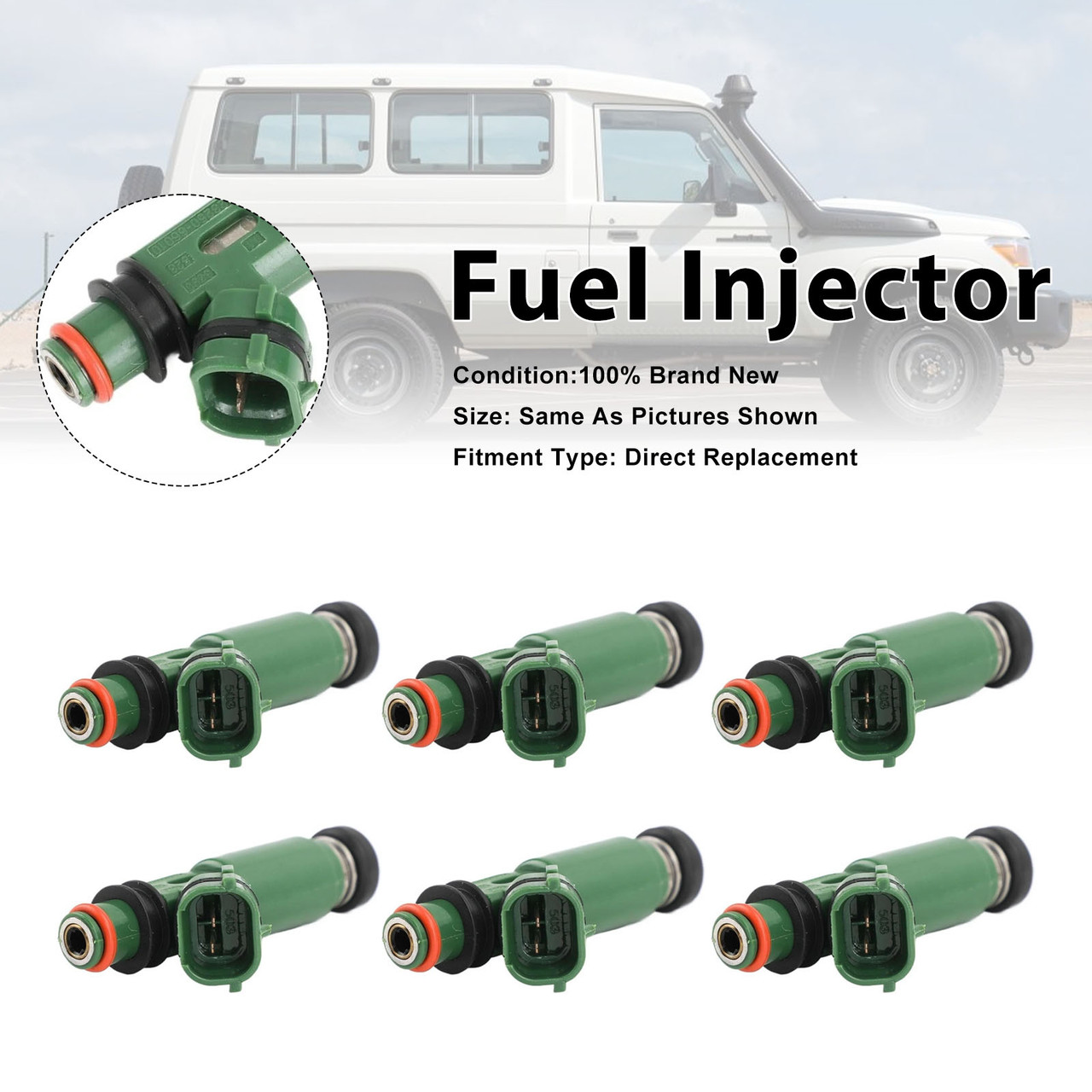 6Pcs Fuel Injector For Toyota Landcruiser FZJ78 1FZ-FE 1999-06 23250-66010