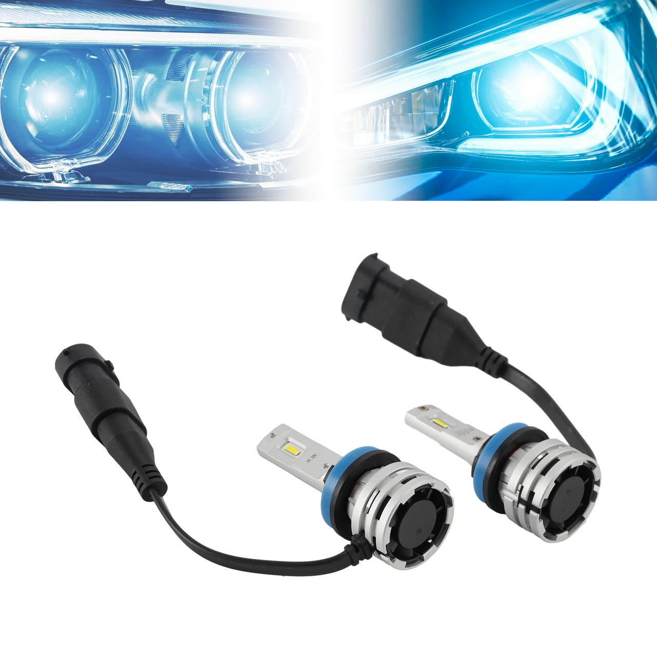 LED Headlight Bulb Kit High Low Beam H11 12V 24W 6500K Fan Cooling For HELLA