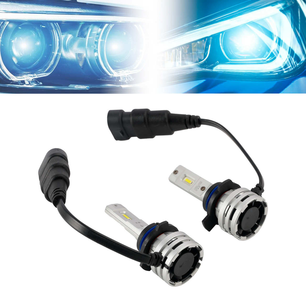 LED Headlight Bulb Kit Hi/Low Beam HIR2 9012 12V 24W 6500K Fan Cooling For HELLA