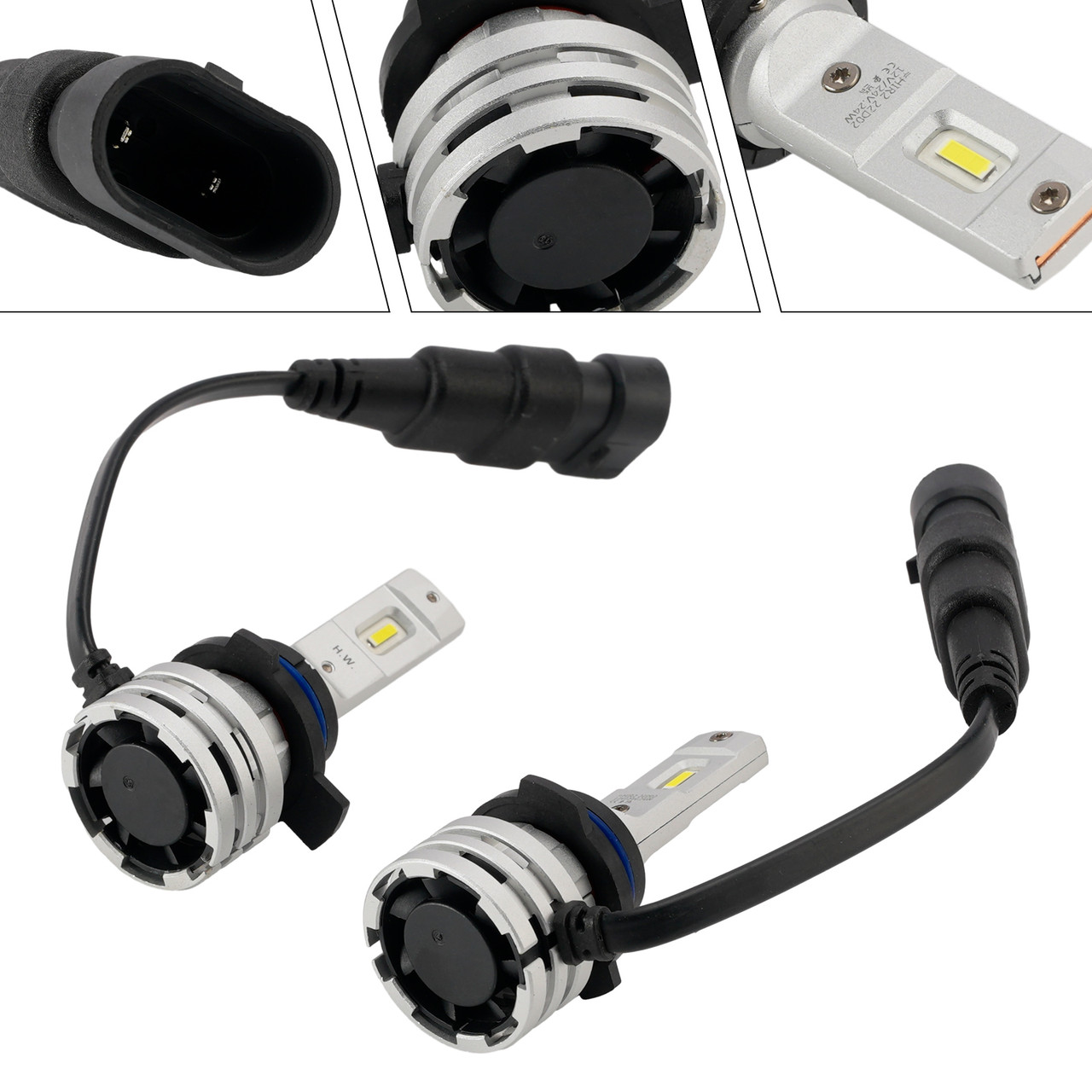 LED Headlight Bulb Kit Hi/Low Beam HIR2 9012 12V 24W 6500K Fan Cooling For HELLA