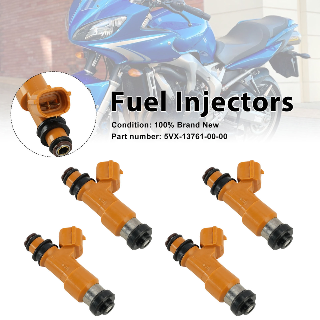 4PC Fuel Injectors 5VX-13761-00-00 For Yamaha FZ6 04-09 FZ6R 09-17