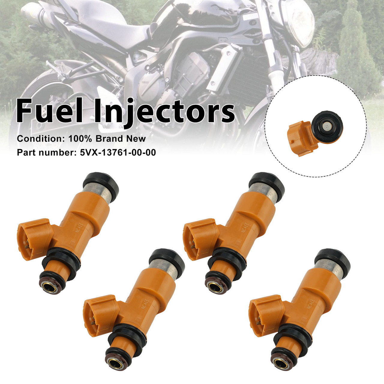 4PC Fuel Injectors 5VX-13761-00-00 For Yamaha FZ6 04-09 FZ6R 09-17