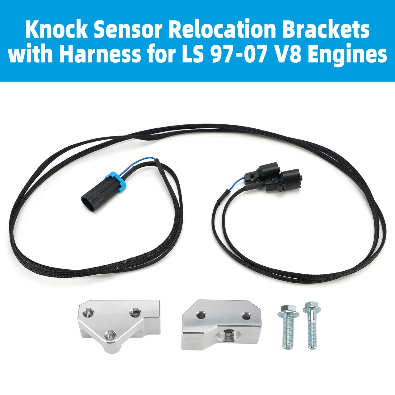 Knock Sensor Relocation Brackets with Harness for LS 97-07 V8 Engines