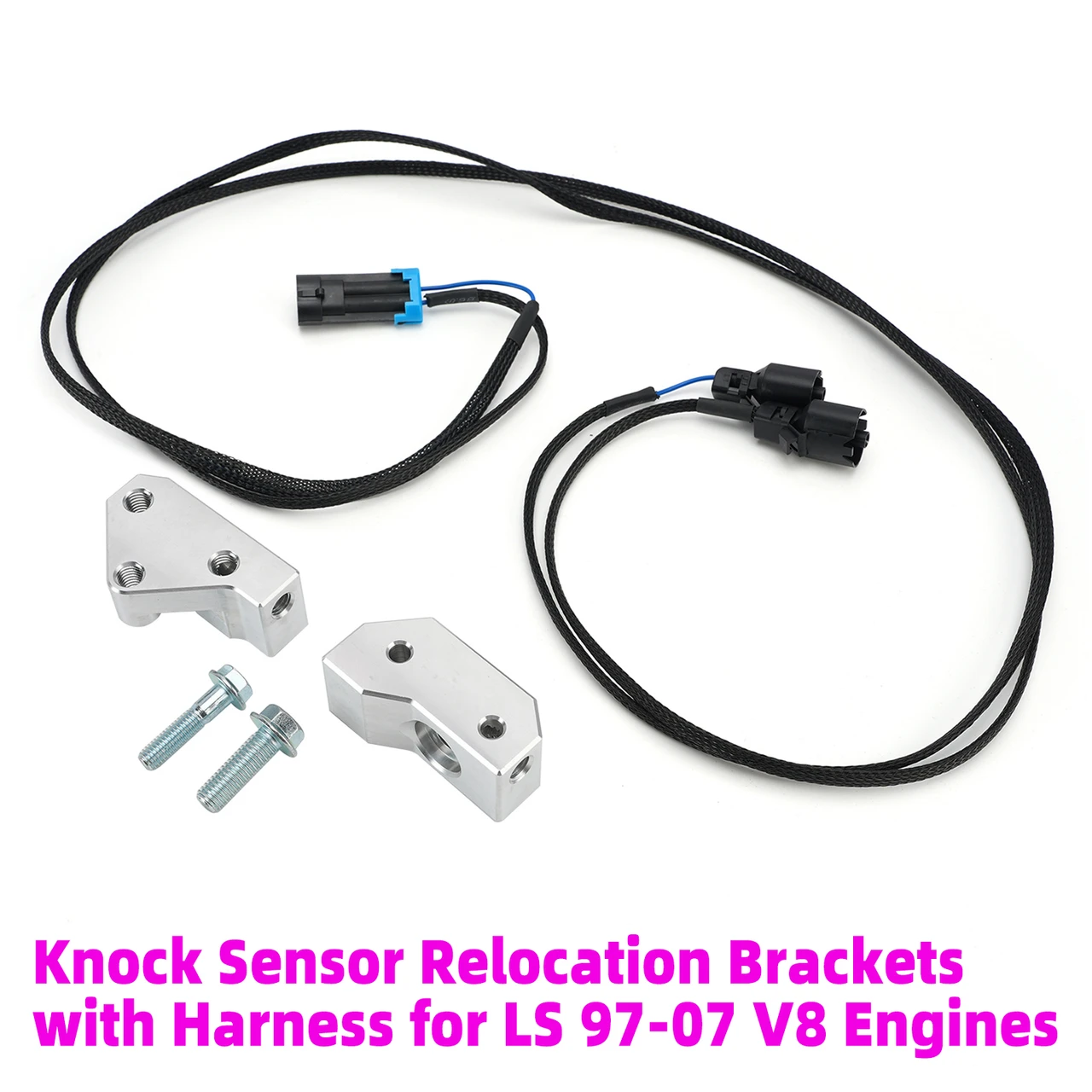 Knock Sensor Relocation Brackets with Harness for LS 97-07 V8 Engines