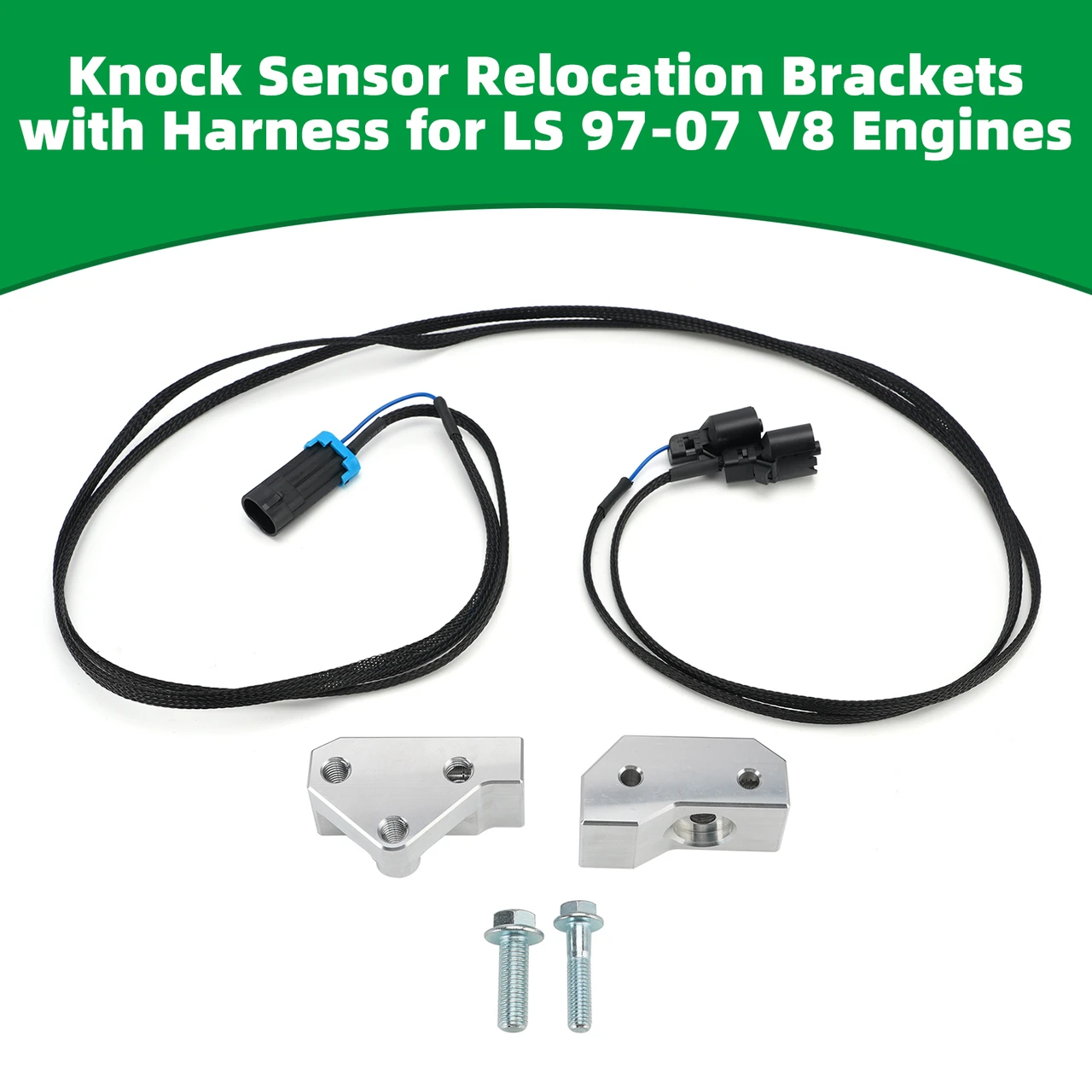 Knock Sensor Relocation Brackets with Harness for LS 97-07 V8 Engines