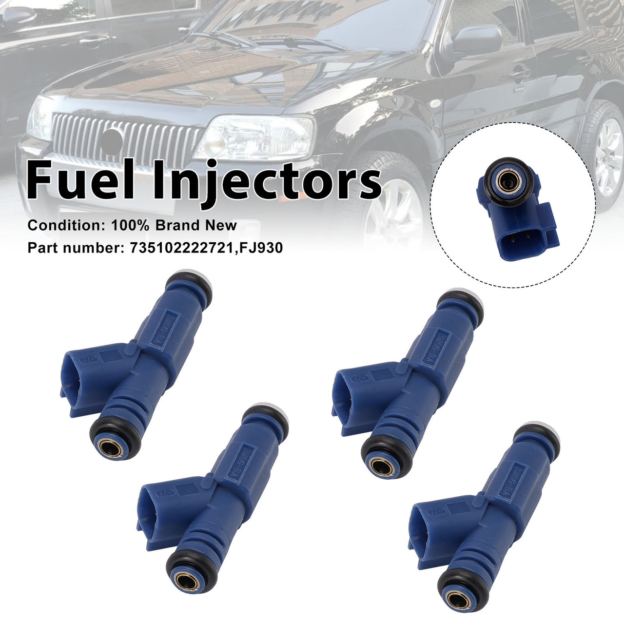 4PC FJ930 Fuel Injectors 735102222721 For Mercury Mariner Ford Mazda Tribute