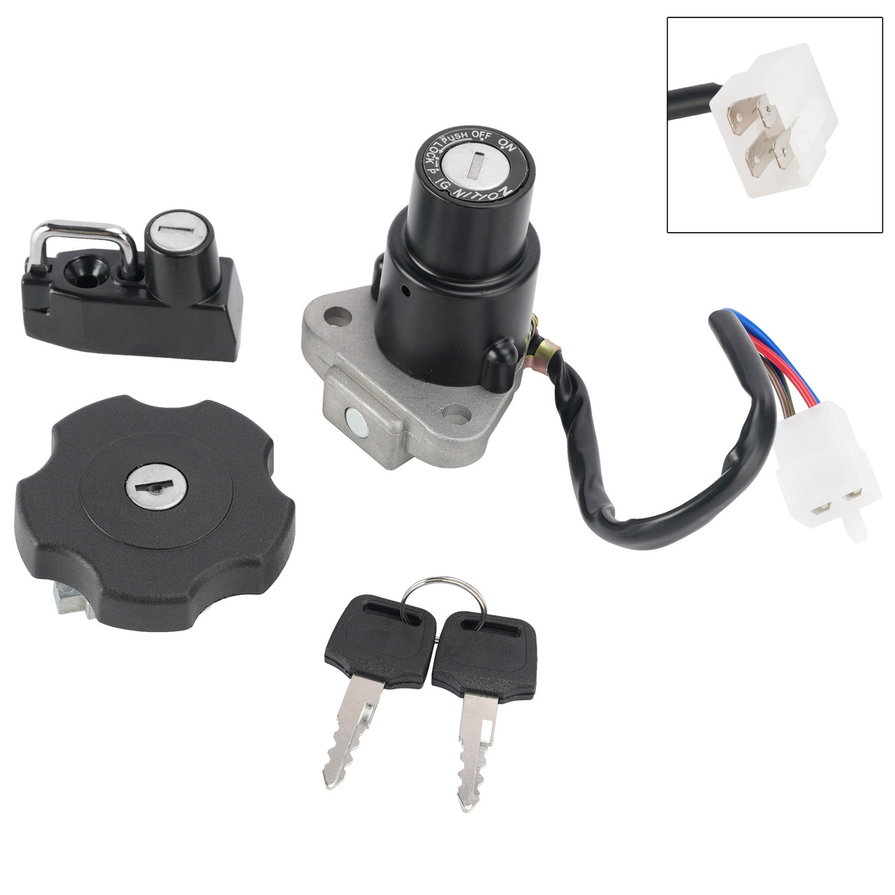 4-Wire Ignition Switch Fuel Cap Helmet Lock Set For Yamaha XT 600 XT600 90-1995