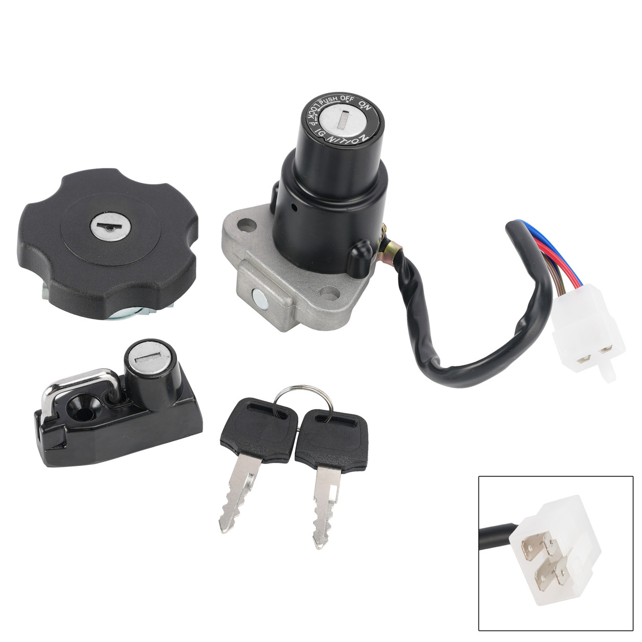 4-Wire Ignition Switch Fuel Cap Helmet Lock Set For Yamaha XT 600 XT600 90-1995