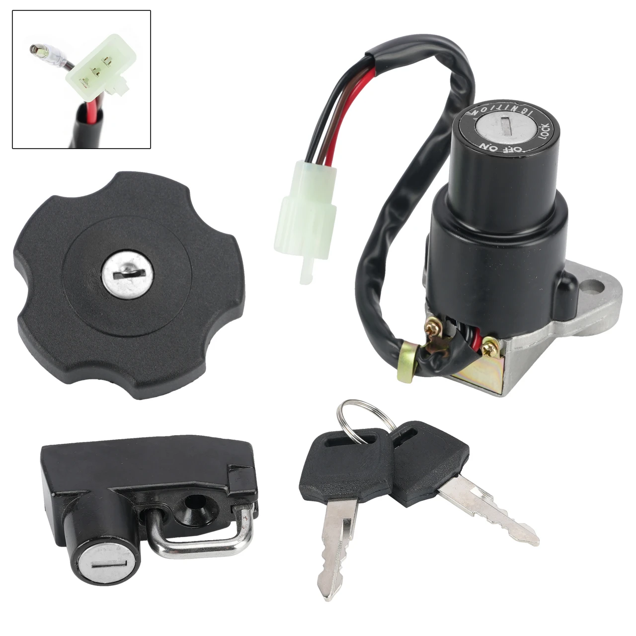 4-Wire Ignition Switch Fuel Cap Helmet Lock Set For Yamaha XT 600K XT600 91-94