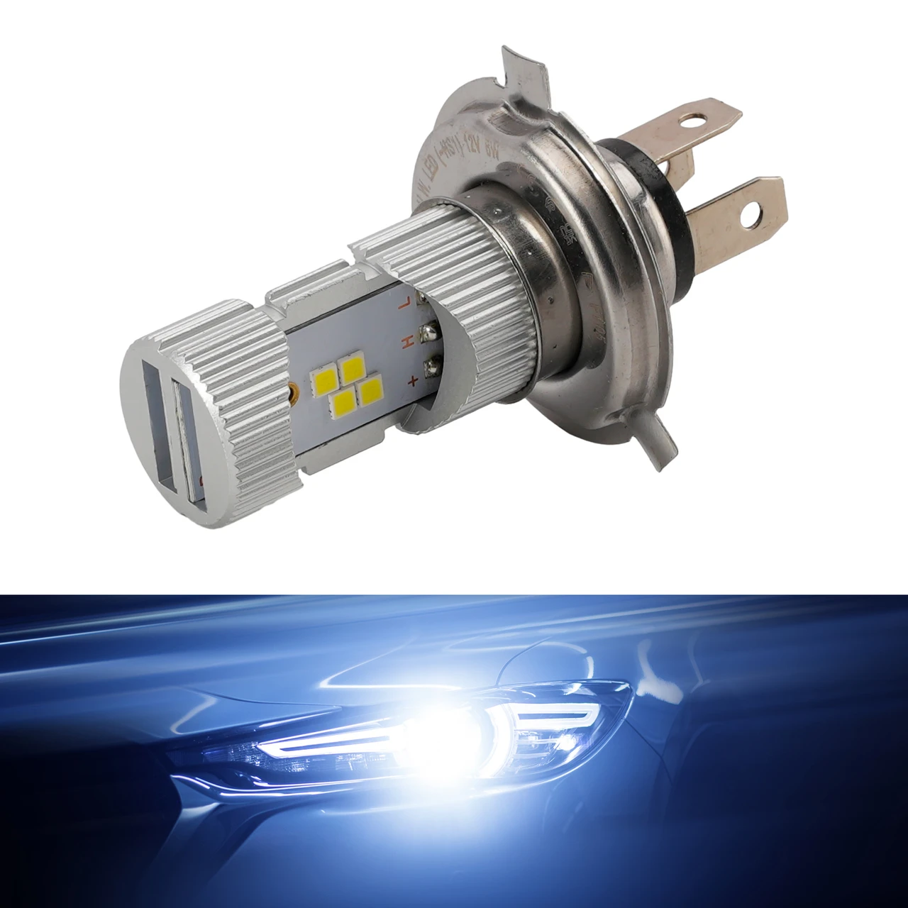 Motorcycle LED Headlight Bulb High Low Beam Lamp HS1 12V 9W 6500K For HELLA
