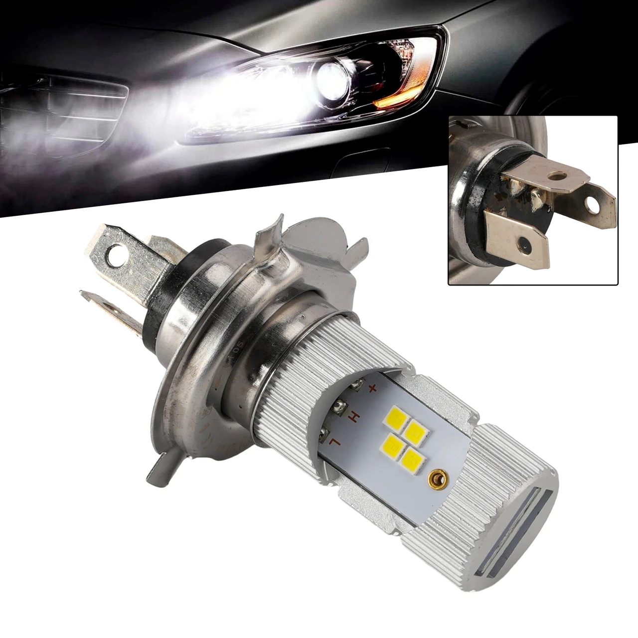 Motorcycle LED Headlight Bulb High Low Beam Lamp HS1 12V 9W 6500K For HELLA