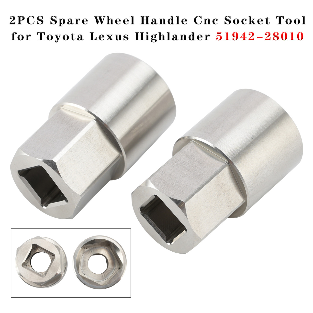 2PCS Spare Wheel Handle Cnc Socket Tool for Toyota Lexus Highlander 51942-28010