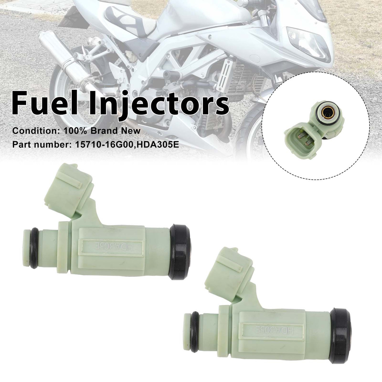 2PC HDA305E Fuel Injectors 15710-16G00 For SUZUKI SV1000 1000S 2003-2007