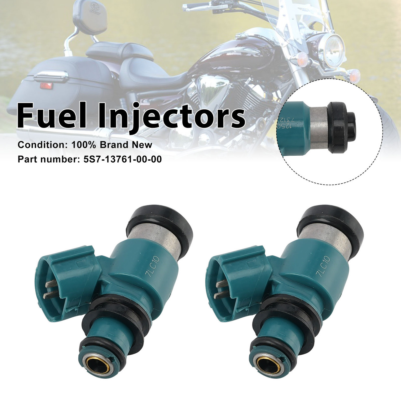 2PC Fuel Injectors 5S7-13761-00-00 For Yamaha V-STAR 950 YZF-R1