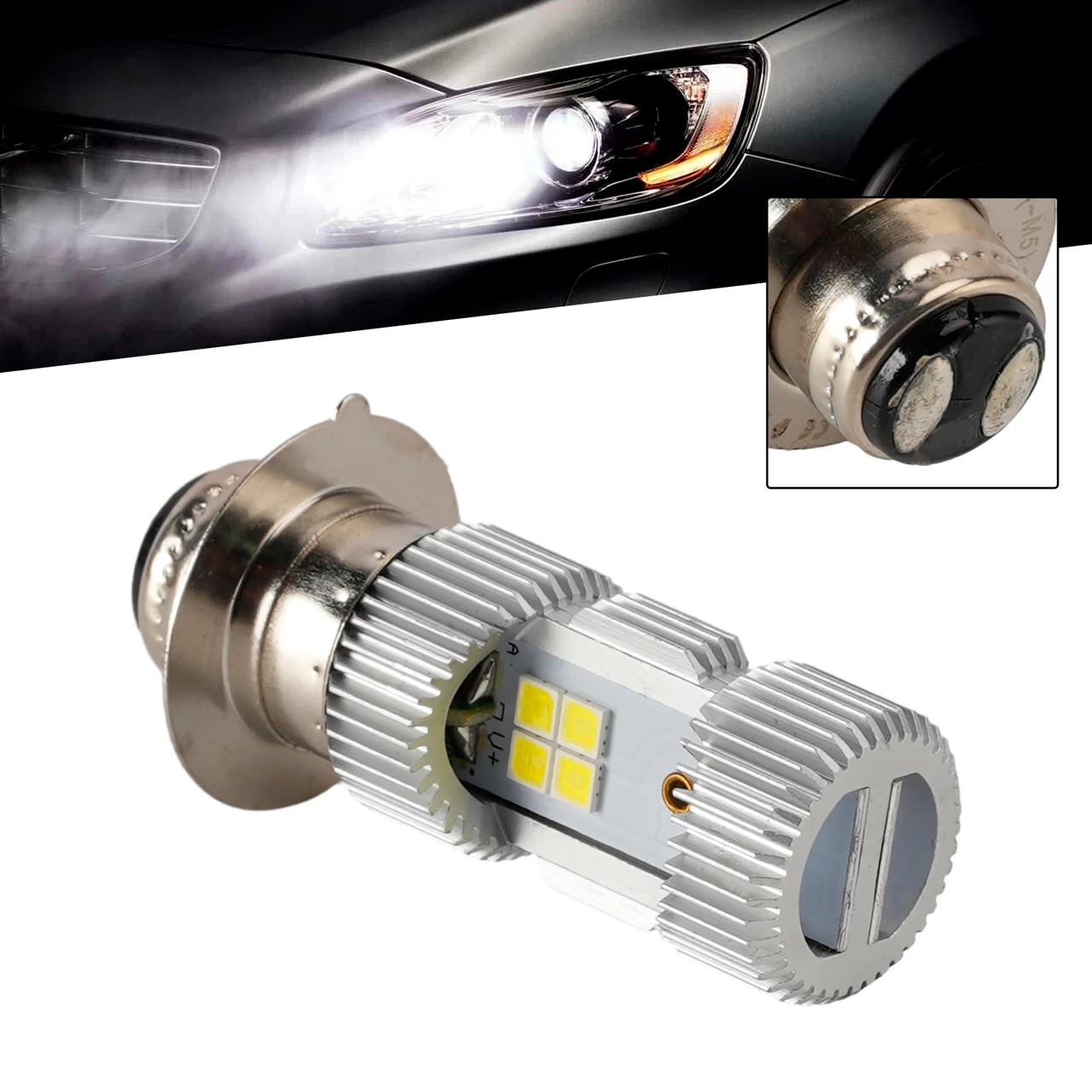 Motorcycle LED Headlight Bulb High Low Beam Lamp M5 12V 6W 6500K For HELLA