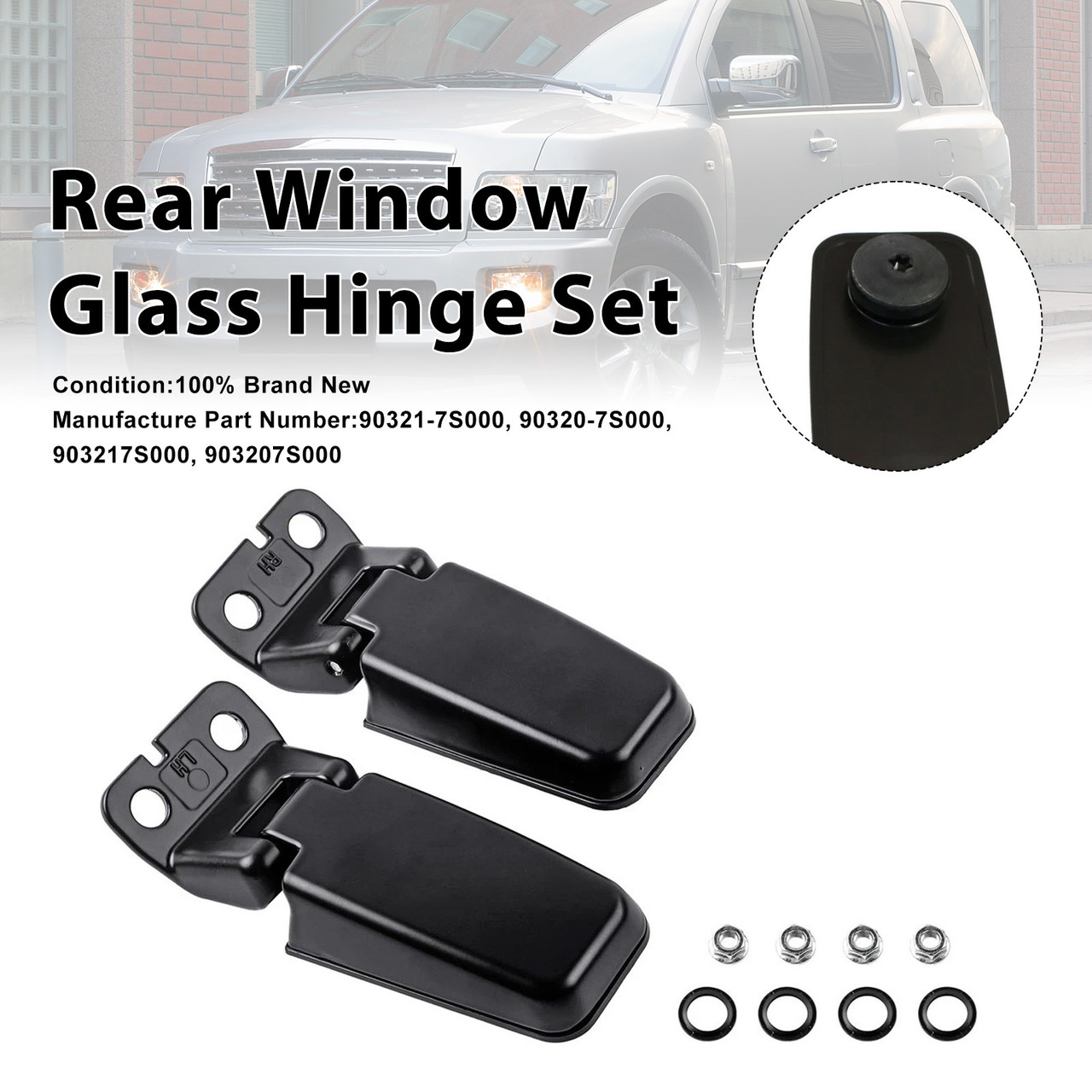 Rear Liftgate Glass Hinge Set For Infiniti QX56 5.6L V8 2004-2010 90320-7S000