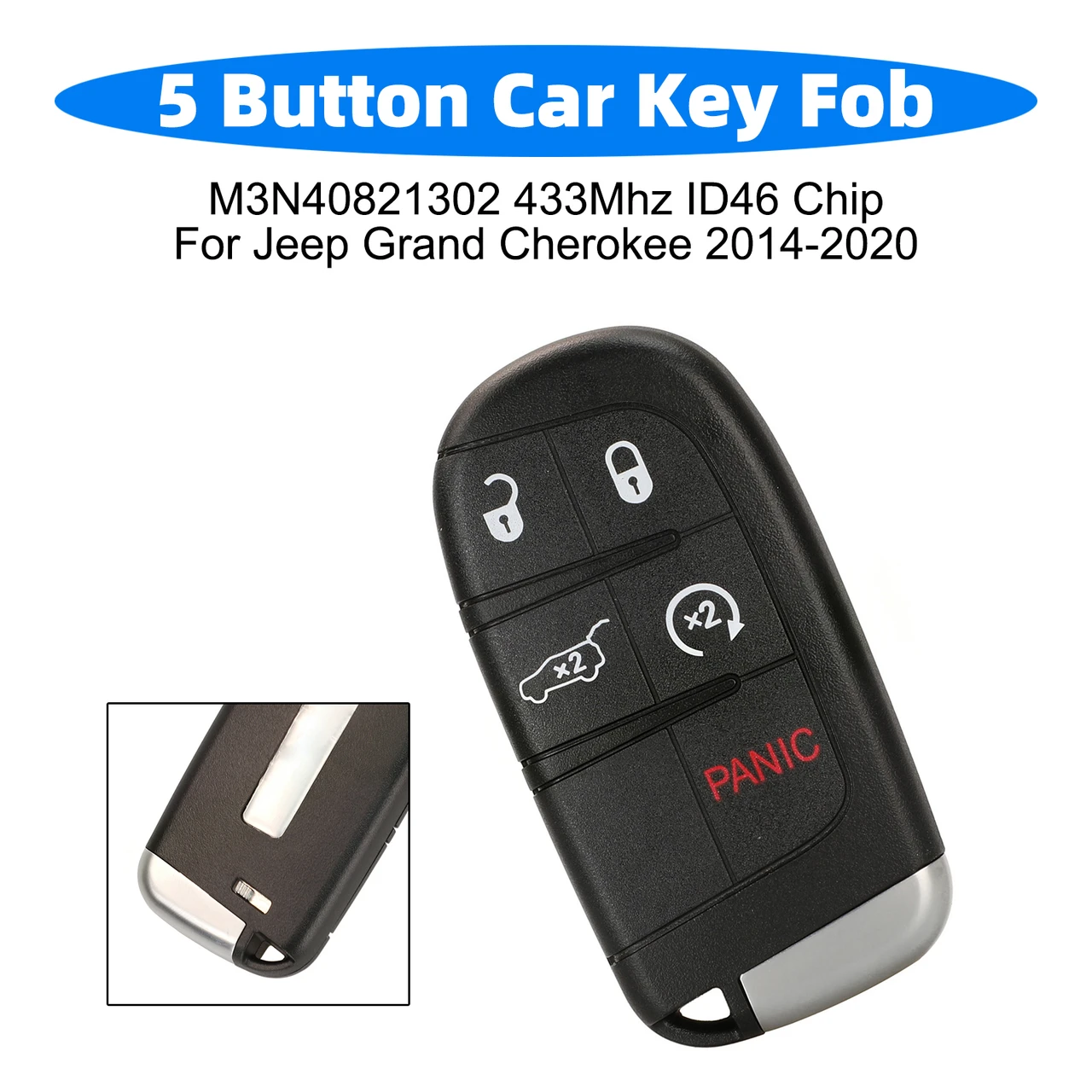 5 Button Car Key Fob M3N40821302 433Mhz ID46 Chip For Jeep Grand Cherokee 2014-2020