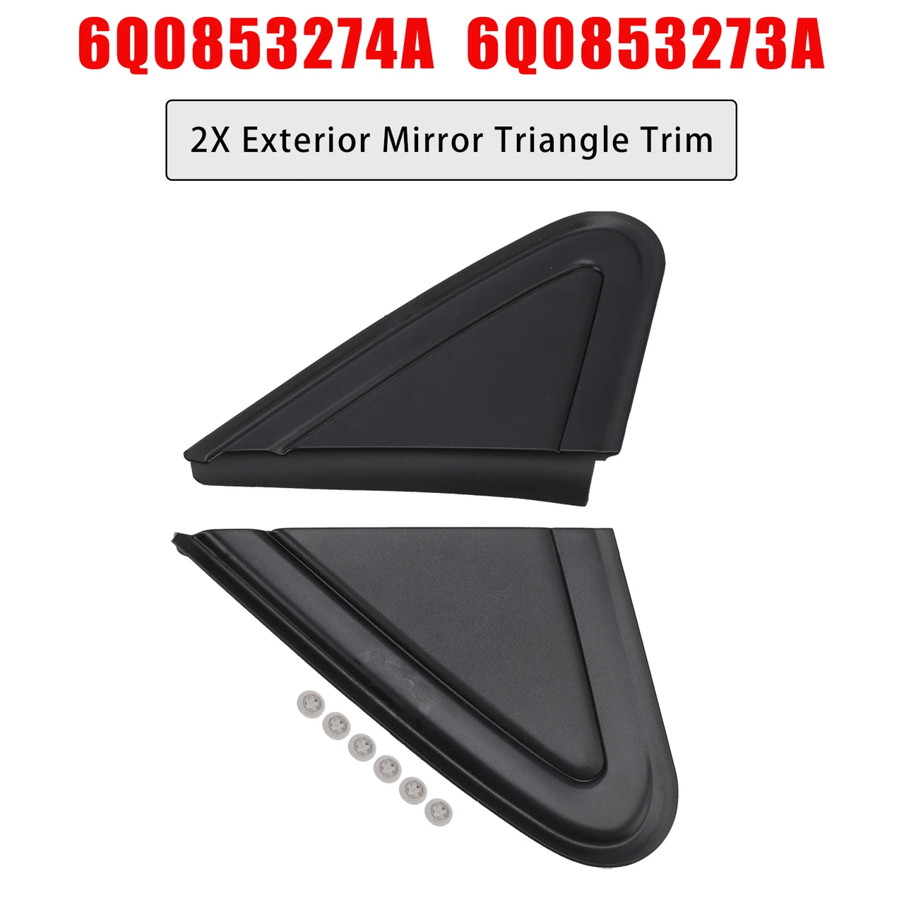 2X Exterior Mirror Triangle Trim for VW Polo 6Q0853274A 6Q0853273A
